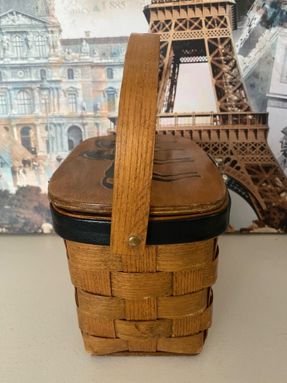 Vintage Caro Nan Wooden Handled Basket Purse Horse Western Derby Equestrian - Picture 6 of 8